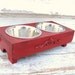 Red Dog Bowl Holder Cat Feeder Elevated Pets Feeding Bowl French Country Farmhouse Beach Custom