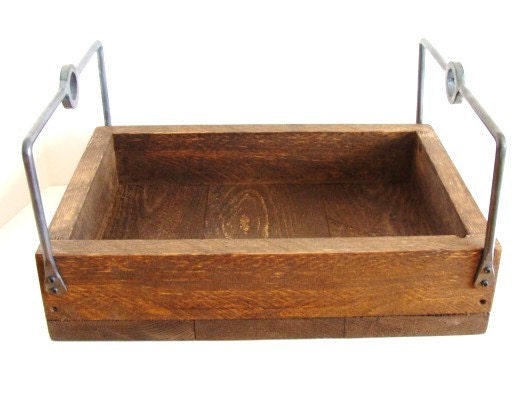 Rustic Reclaimed Wood Caddy Wood Organizer Wood Display Tabletop Centerpiece Lazy Susan Wine Beer Container