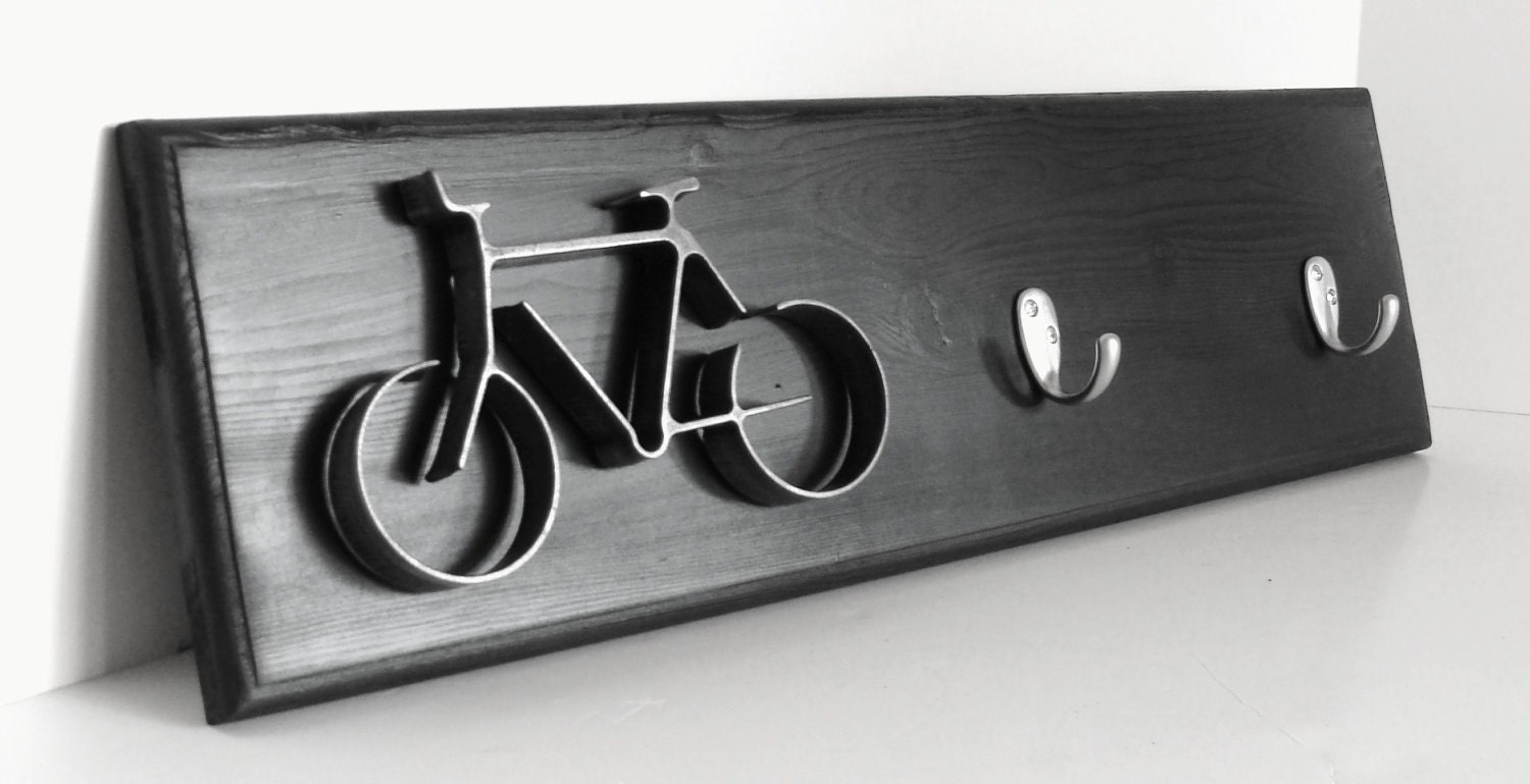 Key Hook Rack Metal Bike Art Sculpture Bike Wall Hanging Organizer for Home Office Dorm Room Modern Black & Silver