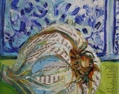 Garlic mixed media painting kitchen art