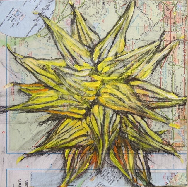 SALE Bur Sedge original mixed media painting reserved for Barbara