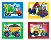 Construction Art Prints, Set of Four 8x10