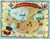 Pirate Art, 8x10 Pirate Treasure Map Print