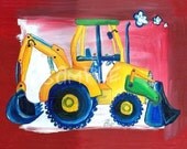 Construction Art, Digger  Kids Wall Art Print 8x10