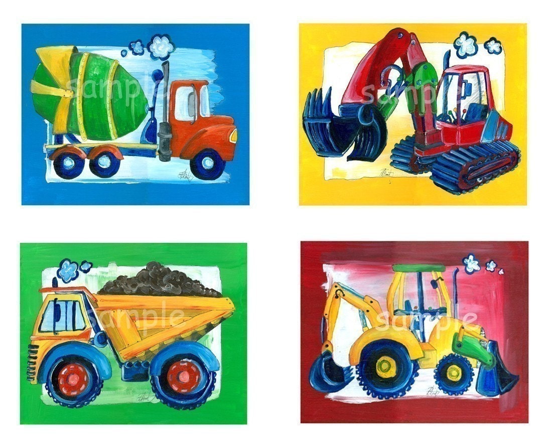 Construction Art Prints, Set of Four 8x10