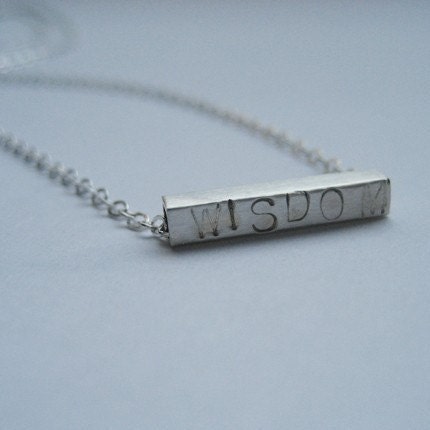 Personalized graduation gift - wisdom necklace - sterling silver - hand stamped inscription - Muse Necklace Wisdom