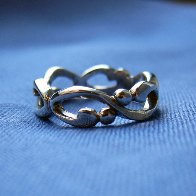 Infinity wedding band - recycled sterling silver - scroll wedding band - eco friendly - Wrought size 7.5