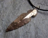 Bronze arrowhead necklace - tribal - southwestern - mens jewelry - rustic - black cord