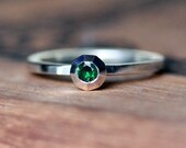 Tsavorite garnet ring - green garnet - gemstone ring - stack ring -recycled sterling silver - January birthstone - emerald like - size 7