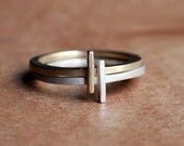 Modern stack rings - geometric rings - 14k gold and recycled sterling silver - recycled - eco friendly - metropolis - made to order
