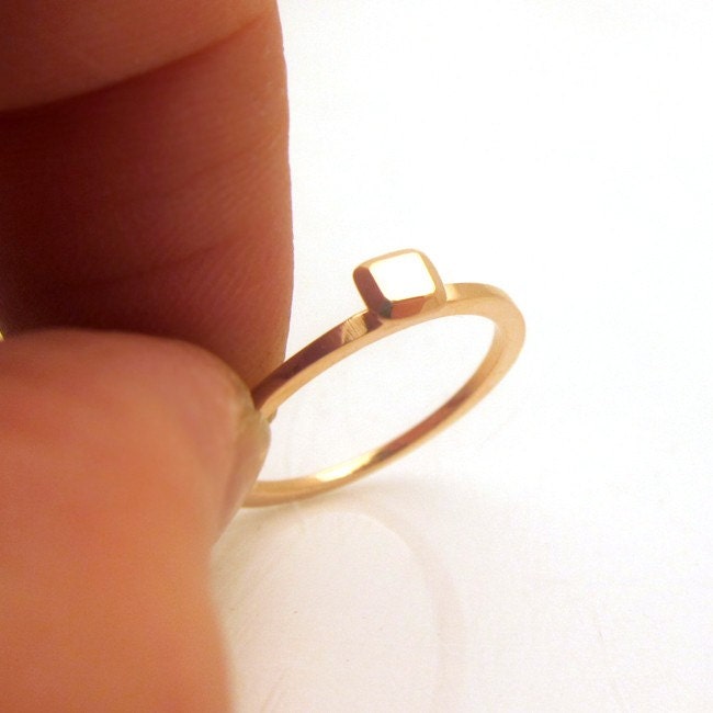 Rose gold stack ring -14k pink gold - recycled gold - alternative engagement - modern rock - geometric square, made to order