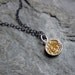 Tiny raw yellow diamond necklace - rough diamond crystsals - oxidized sterling silver - 17" blackened silver chain