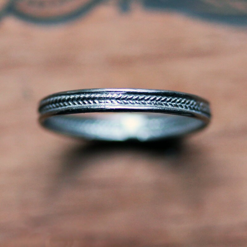 White wedding band - tiny braid - recycled 14k palladium white gold - wedding ring - 2.5mm - tiny wheat band - made to order