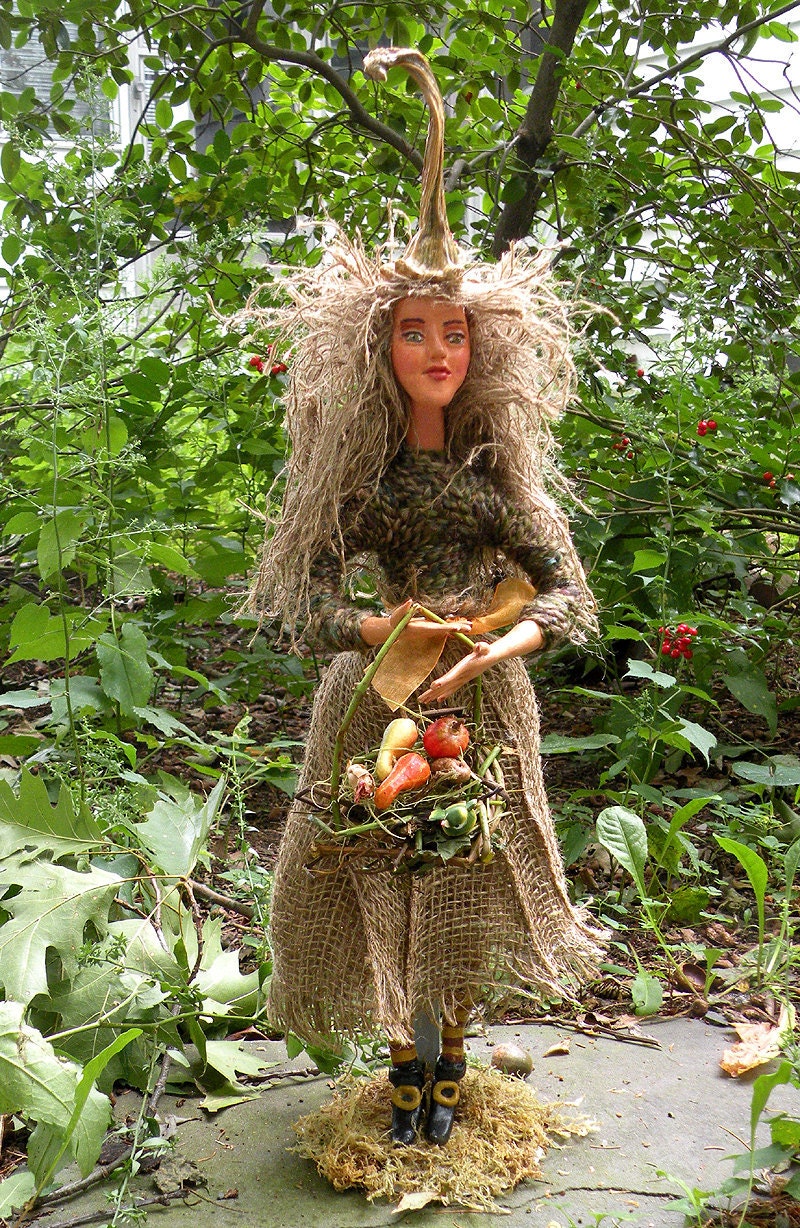 Harvest Witch Elemental Art Doll OOAK Figurative Folk Art