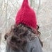 Hand Knit Hat Womens Hat - Pixie Hat in Red Cranberry