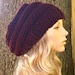 Hand Knit Hat Womens Hat - Oversized Beehive Beret Hat in Oxblood Wine - READY TO SHIP