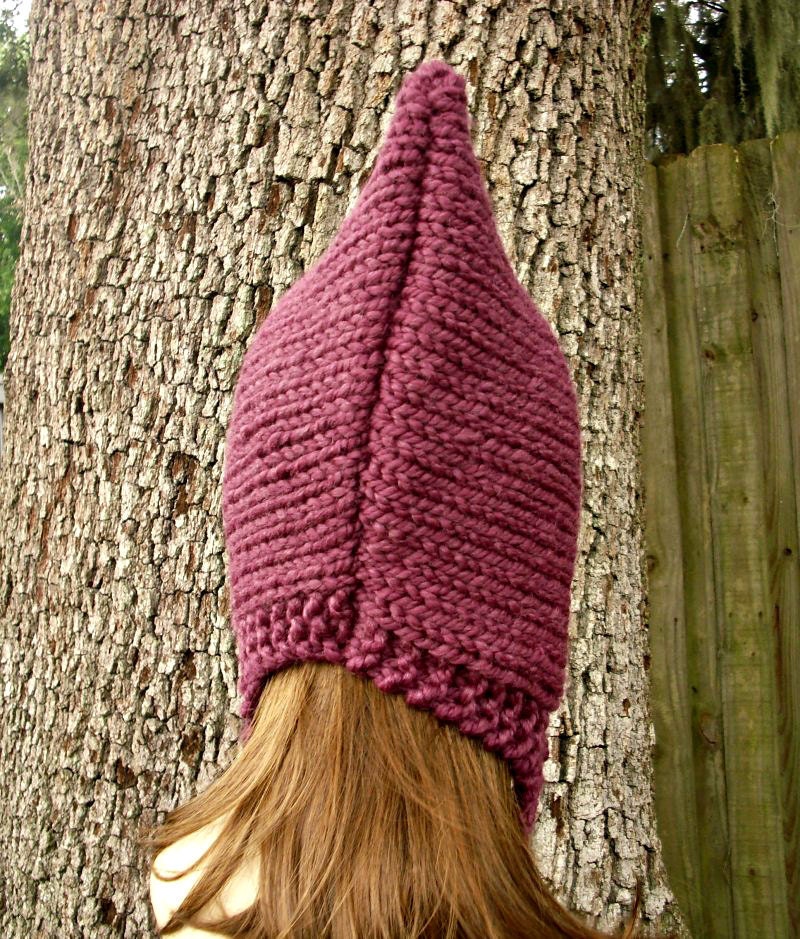 Hand Knit Hat Womens Hat - Pixie Hat in Purple Fig