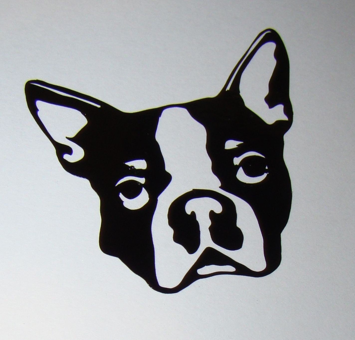 Boston Terrier Head 5 x 6 inch Vinyl Decal by BarbsQuilts on Etsy