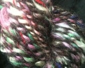 OOAK skein PRETTY in PUNK Pink and Raw Wool Hand Dyed Handspun 2 ply Bulky Art Yarn 93 yards