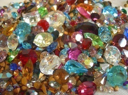 Random Assortment of Vintage Swarovski Rhinestone Crystal Stones (1mm-10mm) (6 grams) (S502)