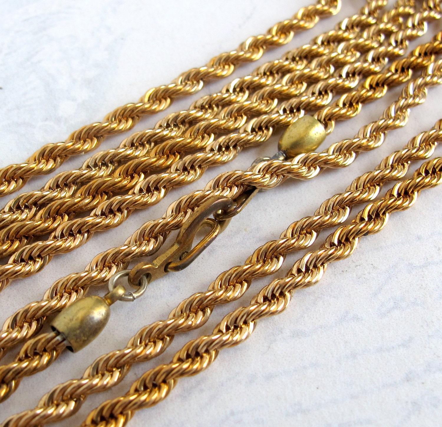LAST Set- Vintage Brass Rope Chain Necklaces (2X) (C500)