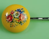 Vintage Large Yellow Lucite Floral Hairpin