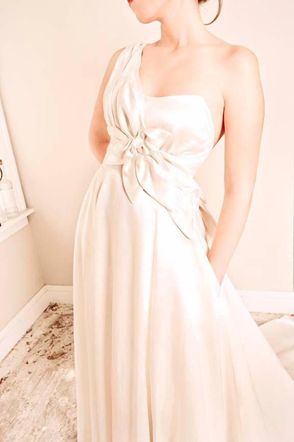 Aster Eco Silk/Hemp Wedding Gown, Cut Petal Motif