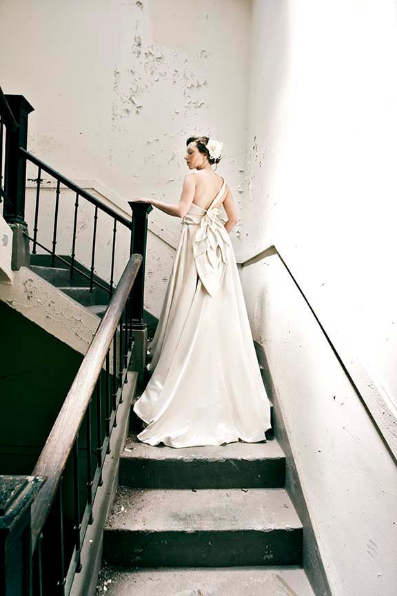 Aster Eco Silk/Hemp Wedding Gown, Cut Petal Motif
