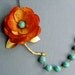Fabric Flower Necklace,Orange Necklace,Bridesmaid Necklace,Stone Necklace (Free matching earrings)