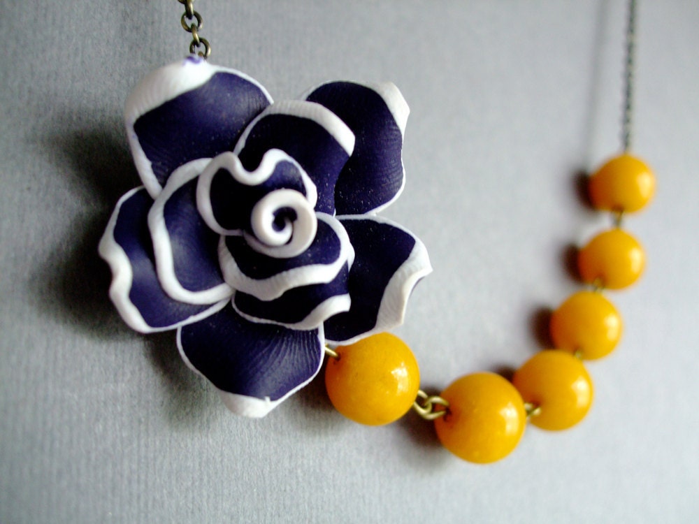 Nautical Necklace,Flower Jewelry,Bridesmaid Necklace,Wedding Jewelry (Free matching earrings)