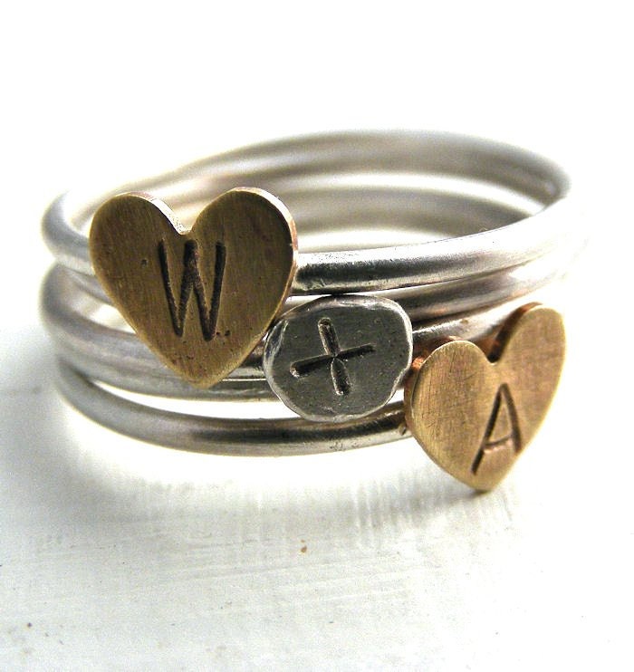 Sterling Silver Stacking Rings Sweetheart Set