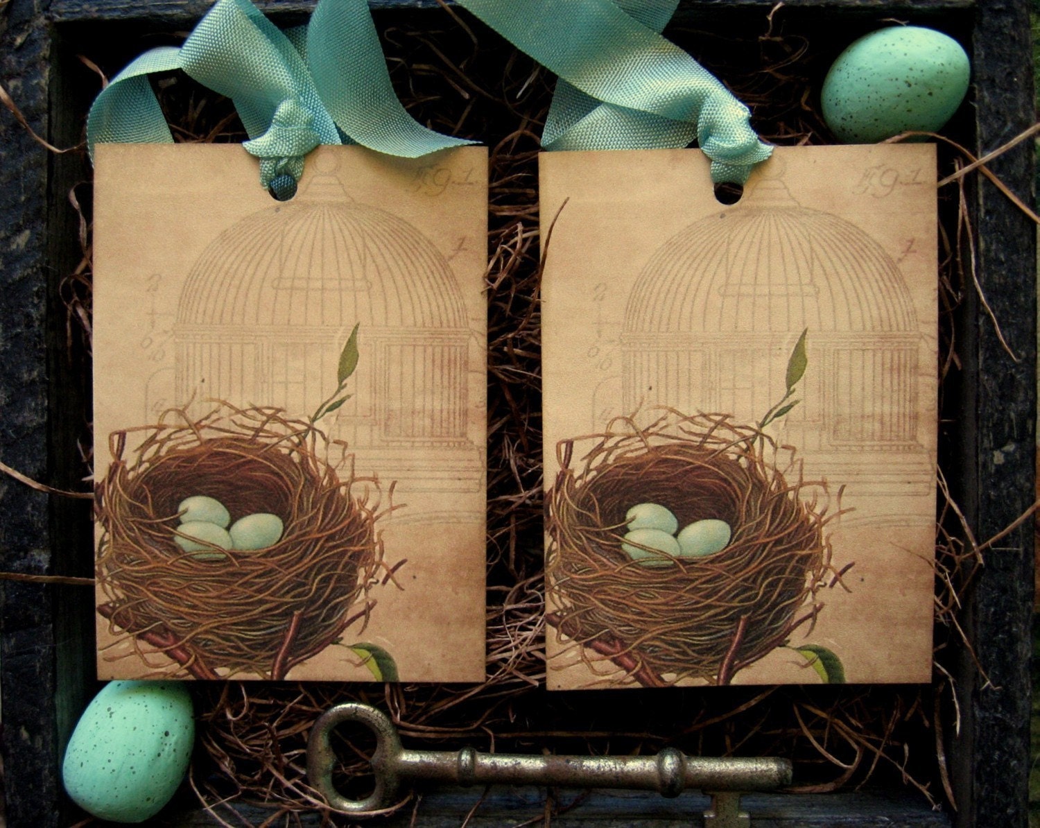 Bird Nest-Vintage Style Gift Tags