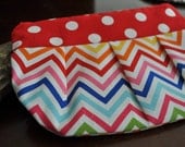 Rainbows and Chevron . zipper pouch . cosmetic bag