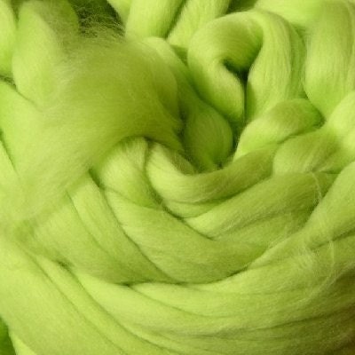 Merino 64s Tops/Rovings felt/spinning 100g (3.53oz) - CITRUS GREEN