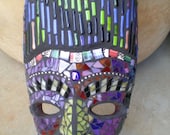 Striking Stained Glass Mosaic Mask Wall Art