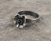 Faceted Garnet Lily Pad Ring- 8 1/4