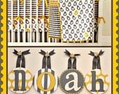 Kids Baby Nursery Hanging Wall Letters in Yellow and Grey