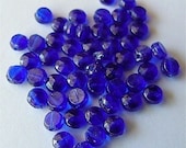 Vintage Glass Nailheads Beads COBALT BLUE sewons lot of 48