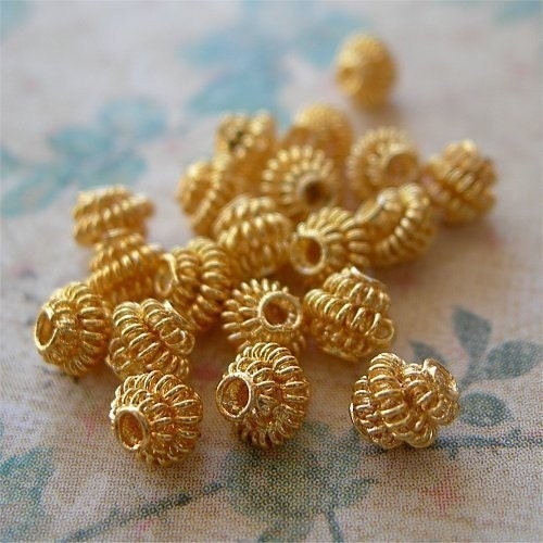 Bright Gold Filigree Beads Wound lot of 20