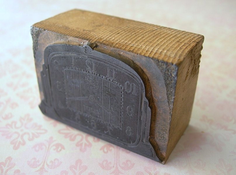 Vintage Letterpress Printing Block GILBERT ALARM CLOCK