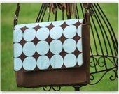 Messenger Bag Small in Brown - Blue Dots SALE WAS 60 NOW 40