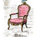 Vintage Style Art Pink French Chair with Antique French Script. Paris. 8 x 10  inches. by  The Decorated House on Etsy