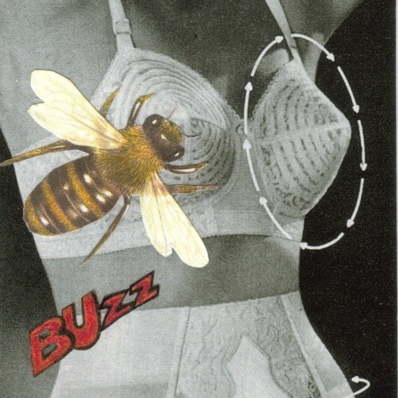 Original Collage Art Bee Cup Bra