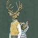 Father Son Deer Dad Art Collage Woodland Decor Fathers Day