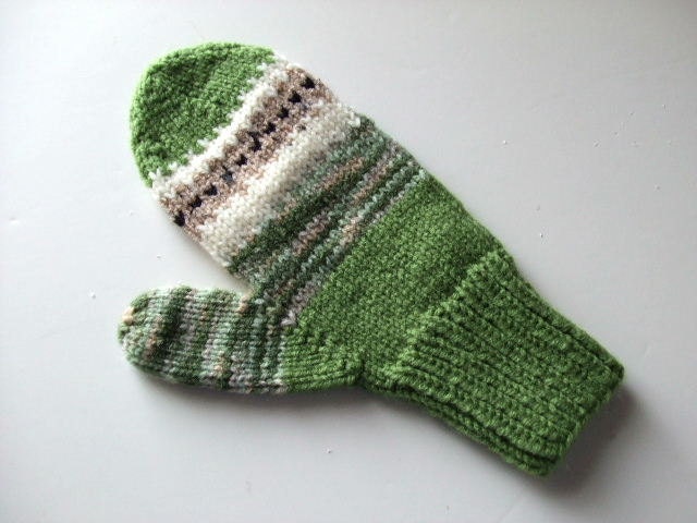 Handknit Mittens - Shades of Green - For Women/Teens