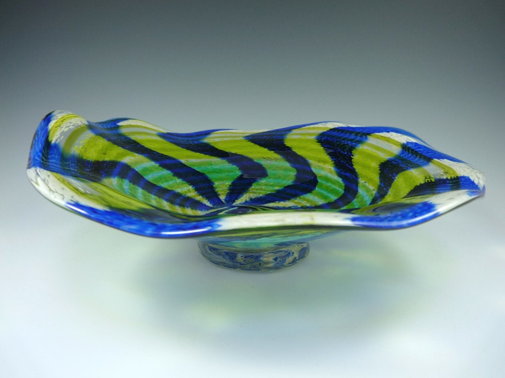 Woven Radiant Cobalt - Hand Blown Glass Platter
