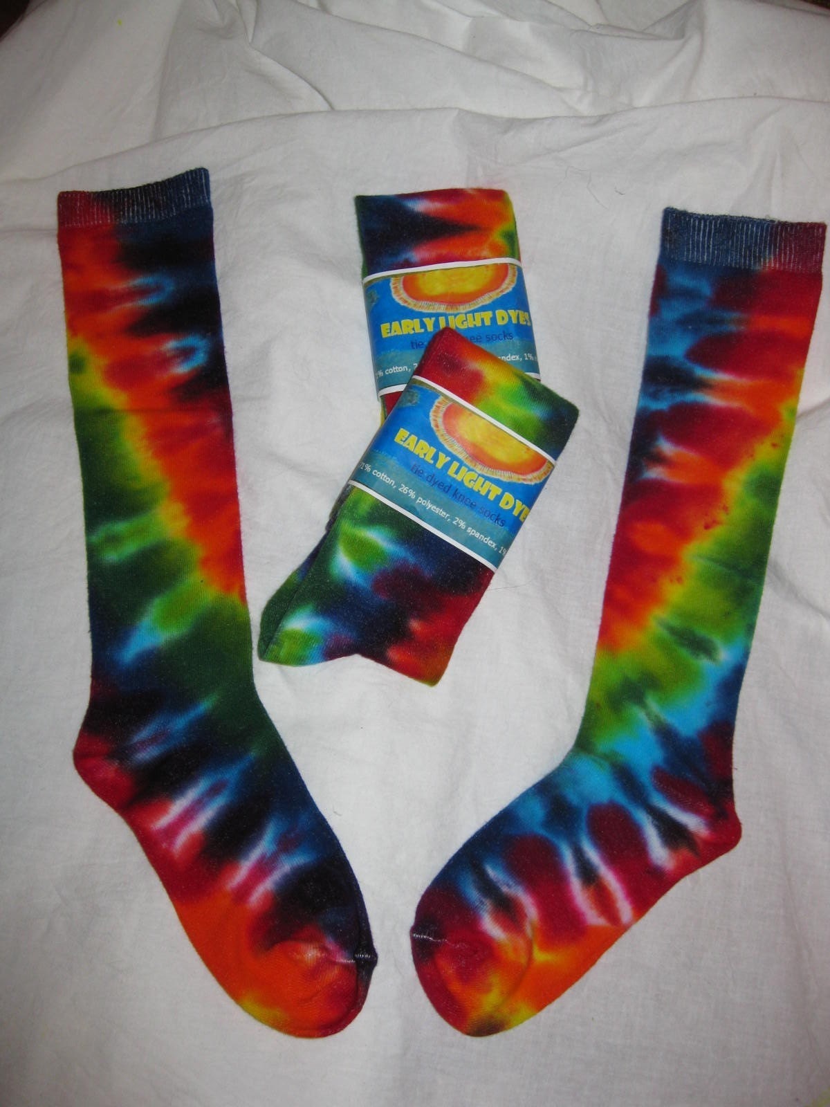 Tie Dye KNEE SOCKS Rainbow by EarlyLightDyes on Etsy