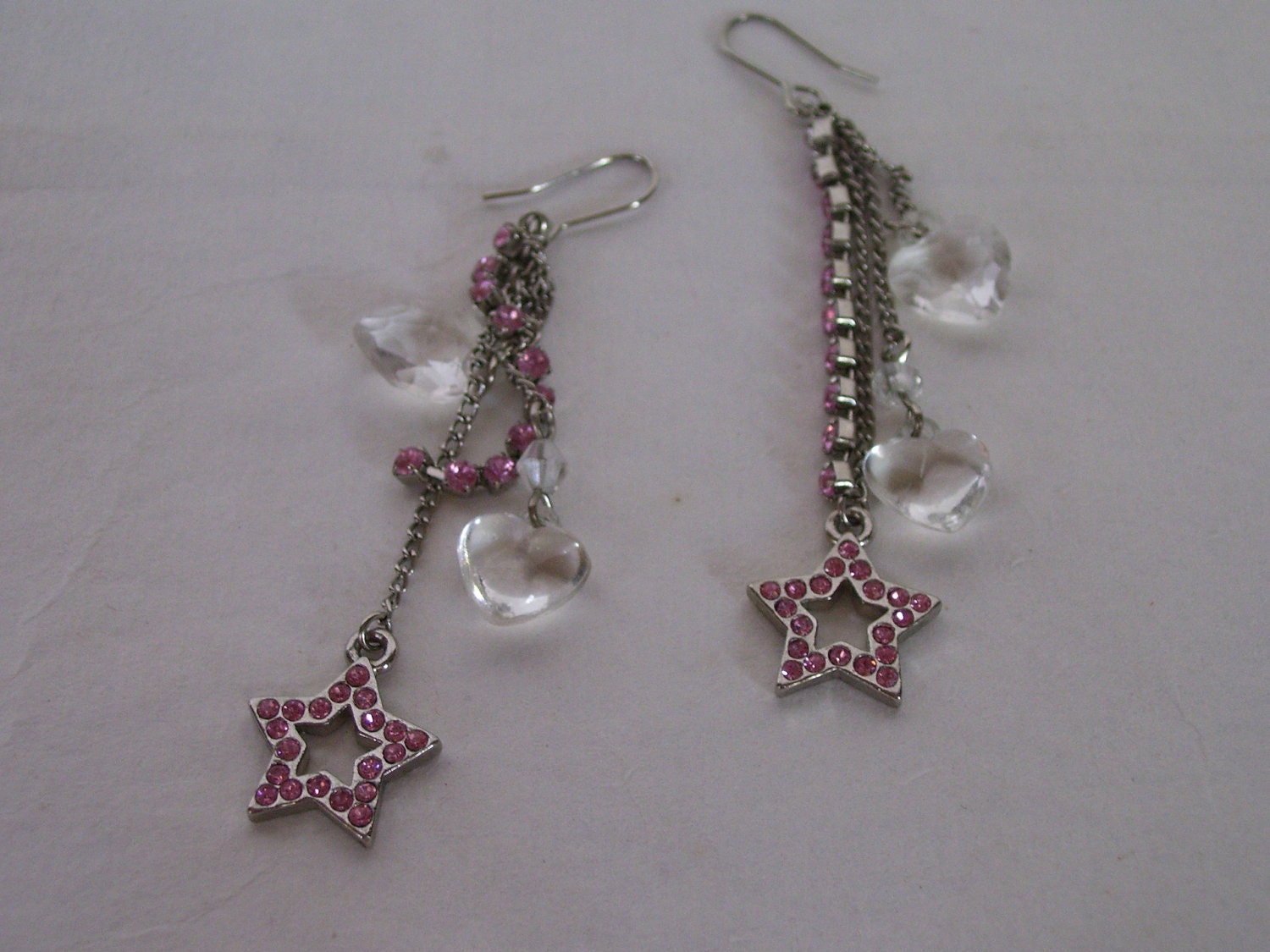 stars and crystal heart earrings