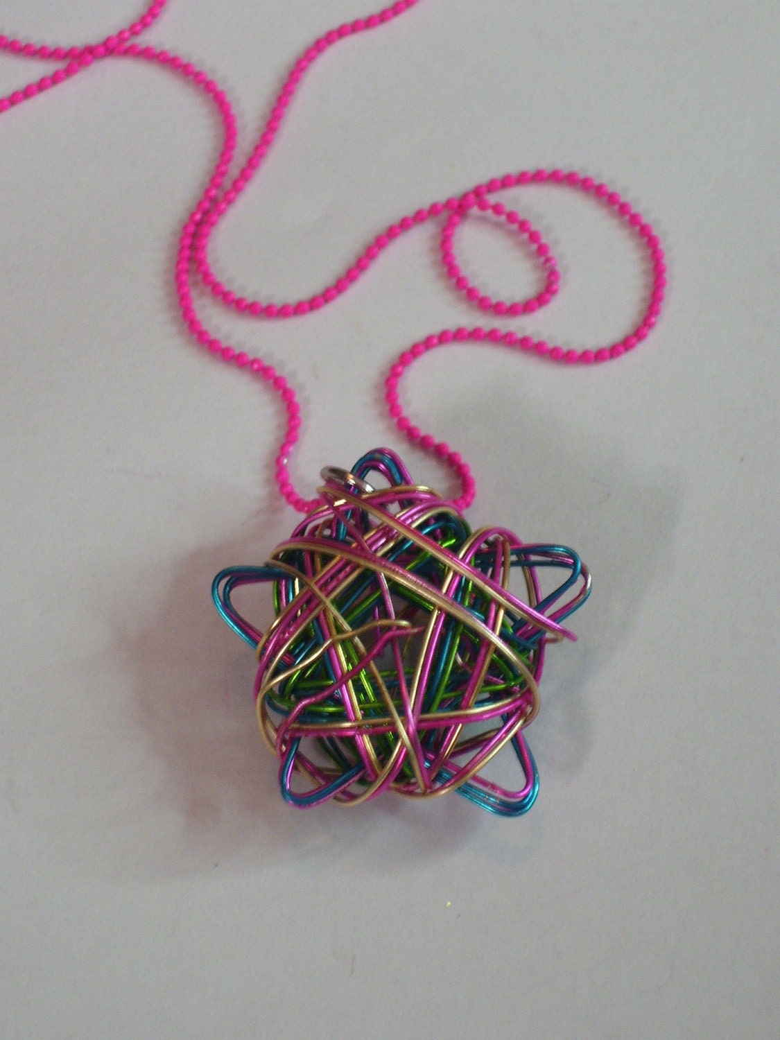 neon wire wrap star necklace