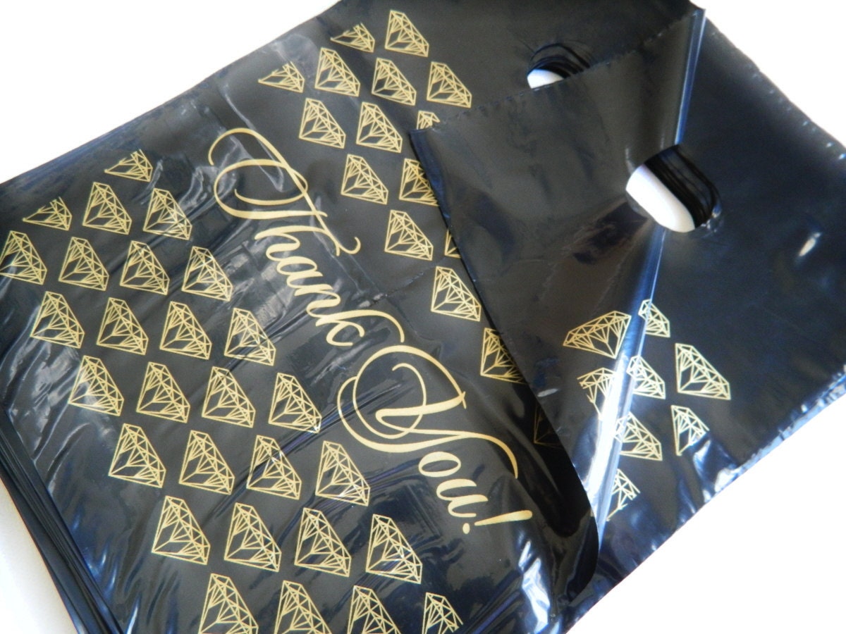 BLACK Merchandise Gift Bags with Handle SMALL 9 Inches Long, 100 Pcs